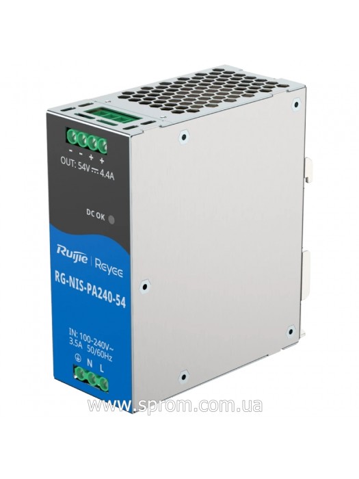 Блок живлення Ruijie RG-NIS-PA240-54 (54 В; 240 Вт) на DIN-рейку Блок живлення Ruijie RG-NIS-PA240-54 (54 В; 240 Вт) на DIN-рейку